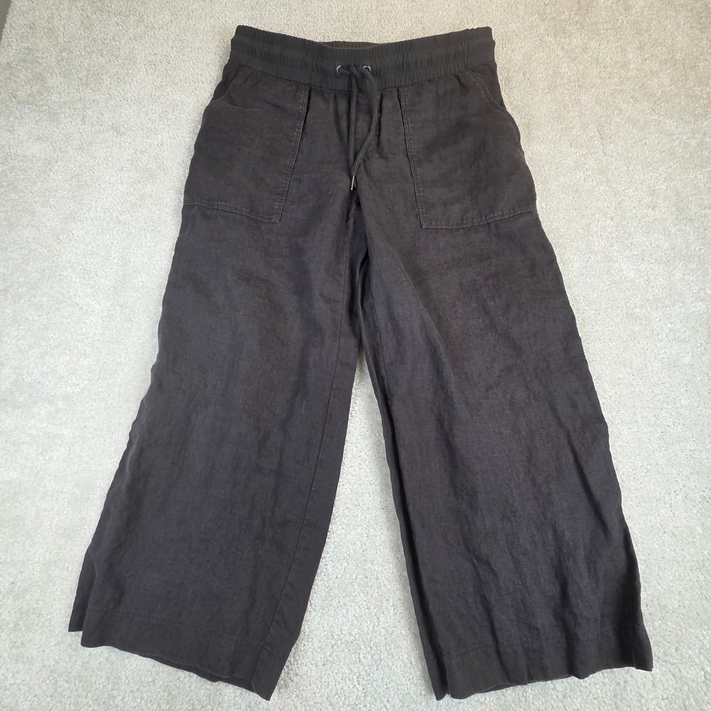 Athleta Bali Linen Crop Pants Green/Gray Women's Size 6